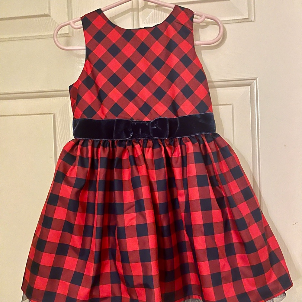Cat & Jack Red and Navy Checkered Dress 2T holiday Christmas